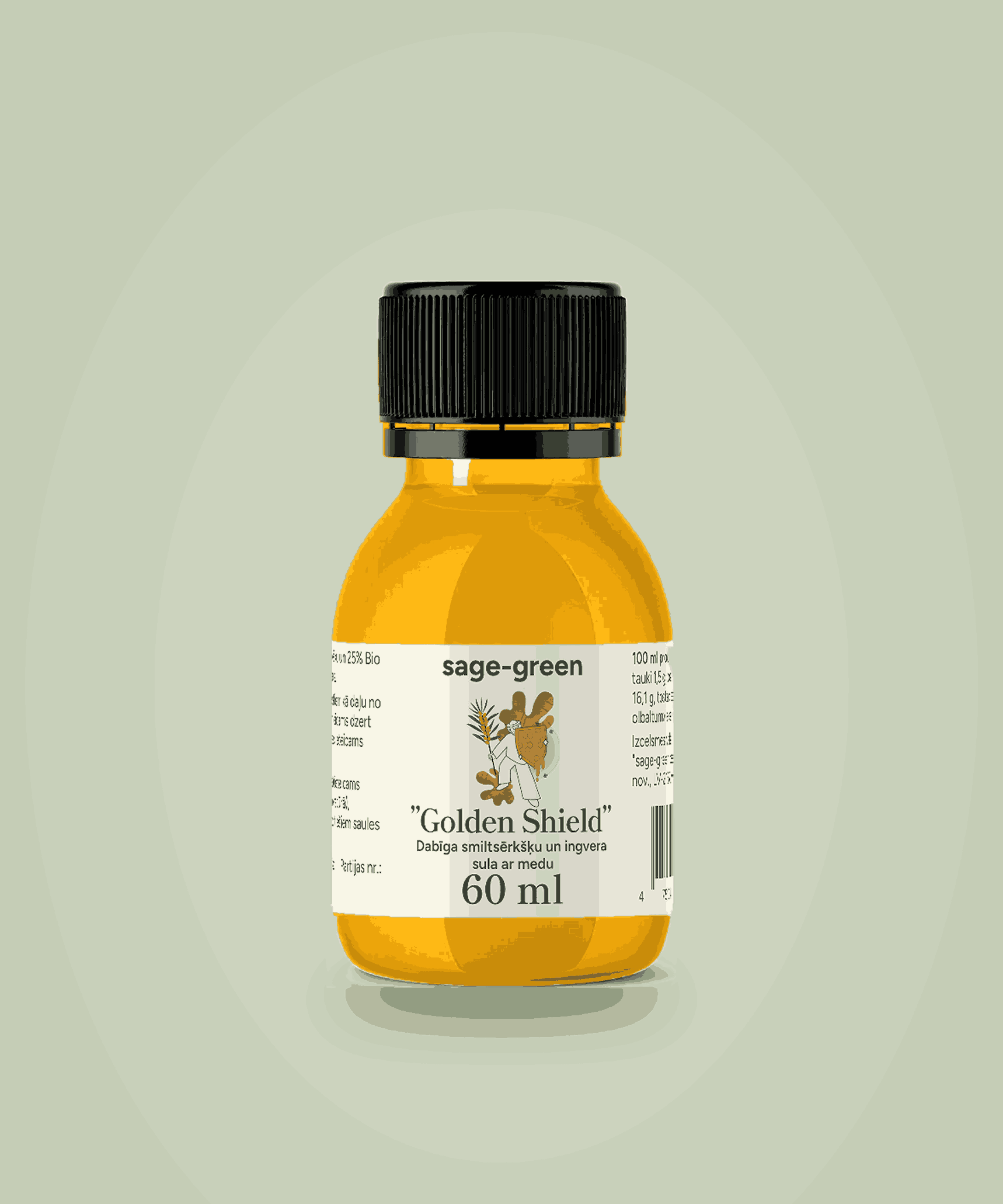 Golden Shield – bioloģisks funkcionālais šots ar smiltsērkšķi, ingveru un medu (60 ml)